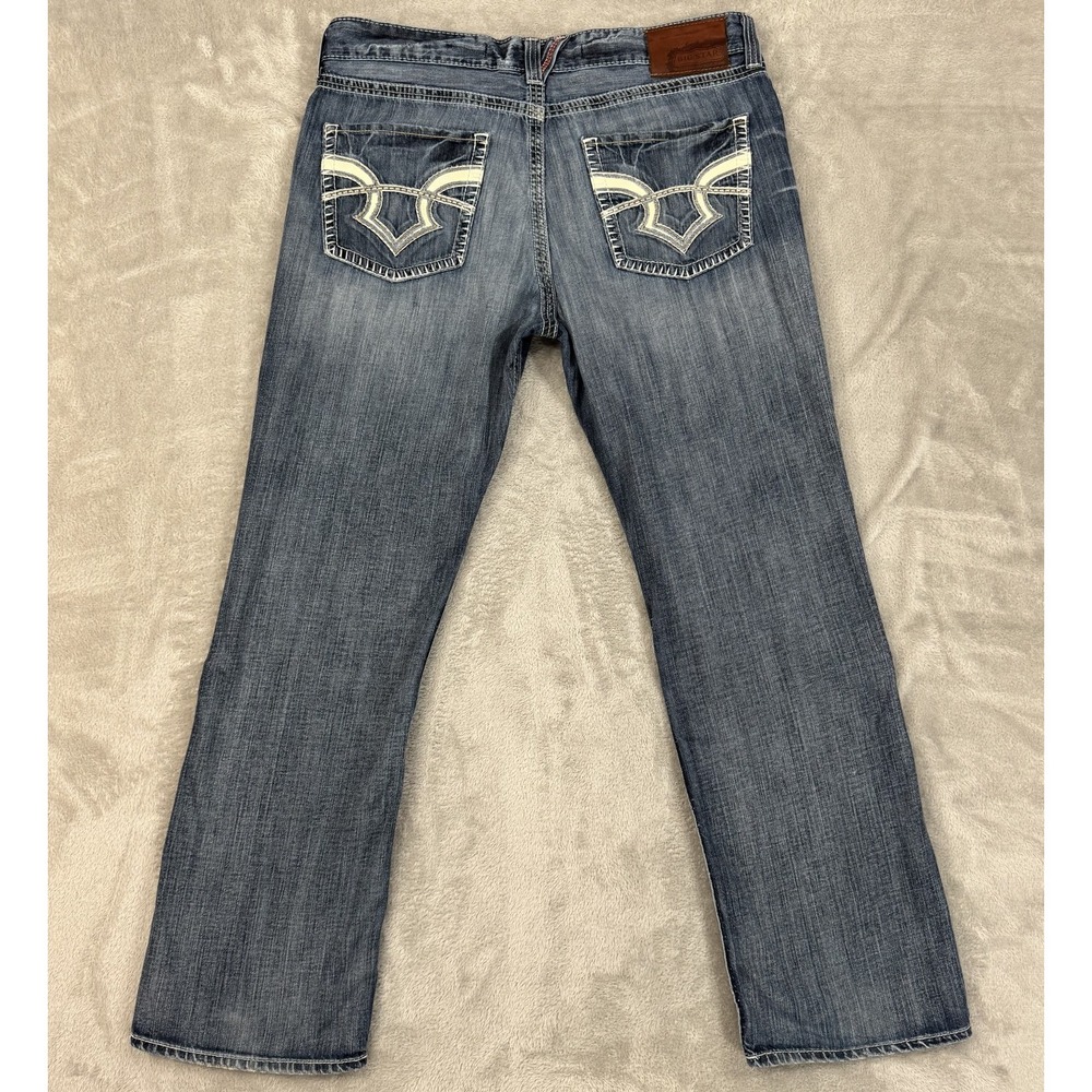 Buckle Big Star Jeans Mens 38R Pioneer Bootcut Blue‎ Thick Stitch Western Cowboy